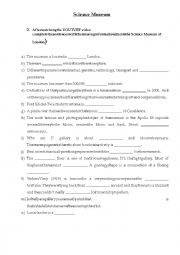 English Worksheet: Science Museum - listenings (2)