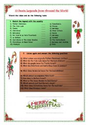 English Worksheet: 10 Santa Legends from around the world