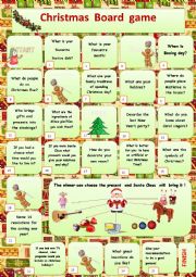 English Worksheet: Christmas Board Game