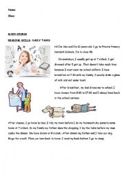 English Worksheet: daily routines,simple present tense