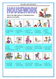 English Worksheet: VOCABULARY REVISION -  HOUSEWORK - multiple choice