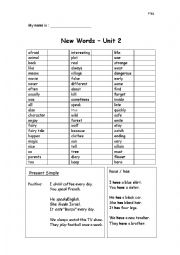 English Worksheet: Cool Unit 2 Review for test