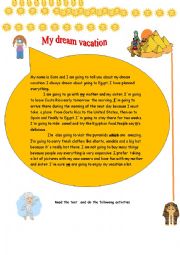 English Worksheet: my dream  vacation