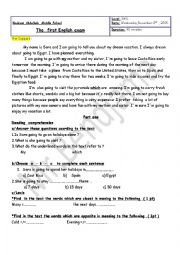 English Worksheet: exam for elementary about holiday plans