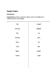 English Worksheet: Poetic Pairs