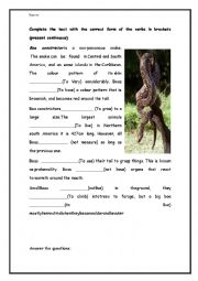 English Worksheet: present simple (snakes)