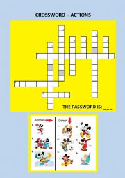 English Worksheet: Fun with Mickey! Crossword with a password