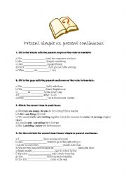 English Worksheet: present simple vs. continuos