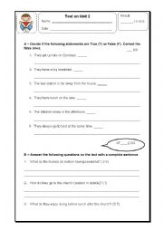 English Worksheet: Daily routine reading comprehension 2