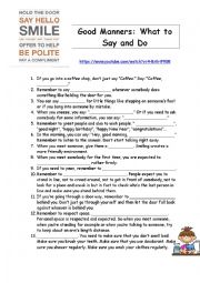 English Worksheet: Good manners