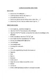 English Worksheet: Giving & receiving directions