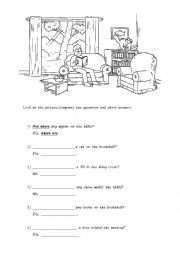 English Worksheet: Is there/Are there Short answers