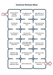 English Worksheet: Grammar Revision Maze (Present Simple/Continuous, Past Simple, Future Simple)