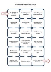 Grammar Revision Maze (Present Simple/Continuous, Past Simple, Future Simple)