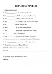 English Worksheet: Reported Speech