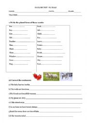 English Worksheet: Test plural