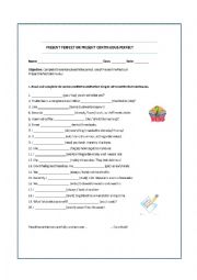 English Worksheet: Present Perfect and  Present Continuous Perfect