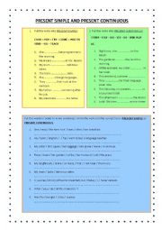 English Worksheet: PRESENT SIMPLE AND CONTINUOUS