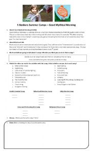 English Worksheet: 5 Bonker Summer Camps