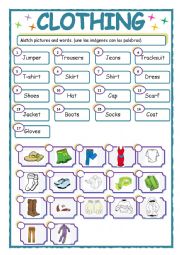 English Worksheet: CLOTHING