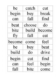 English Worksheet: Irregular verbs Bingo