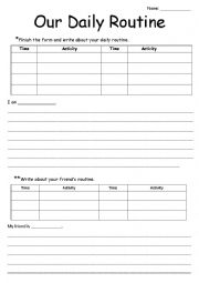 English Worksheet: Daily Routine 