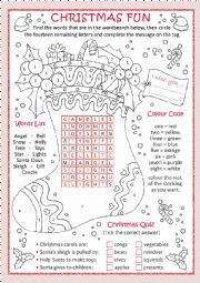 English Worksheet: Christmas Fun