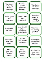 Question Cards (Present Simple, Present Continuous, Past Simple) 3