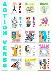 English Worksheet: ACTION VERBS