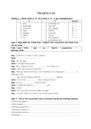 English Worksheet: the party is on