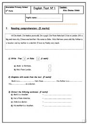 English Worksheet: Test for 6th form pupils.