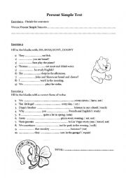English Worksheet: Present Simple short test or grammar revision printable