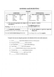 English Worksheet: Usage of Gerunds and Infinitives