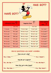 English Worksheet: ALL IN ONE! have got = theory + grammar exercises + reading 