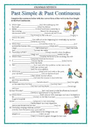 English Worksheet: GRAMMAR REVISION - past simple & past continuous 1