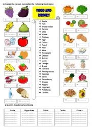English Worksheet: Food and drinks 