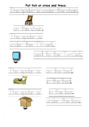 English Worksheet: Tick or cross and trace Where is the spider?