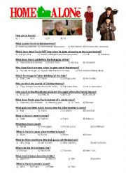 English Worksheet: Home alone Quiz