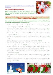 English Worksheet: Bet You Didnt Know: Christmas