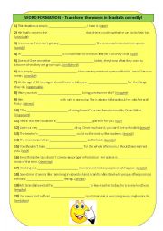 English Worksheet: WORD FORMATION