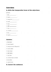 English Worksheet: Comparatives and Superlatives Exercises