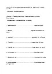 English Worksheet: Comparative and Superlative Exercises