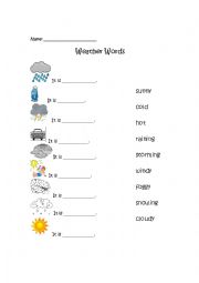 Weather Words matching for young learners