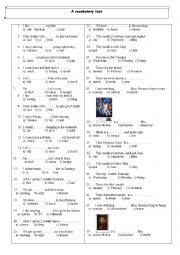 English Worksheet: a test on daily routines , dates , movie genres