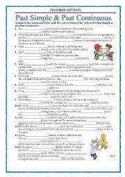English Worksheet: GRAMMAR REVISION - past simple & past continuous 2