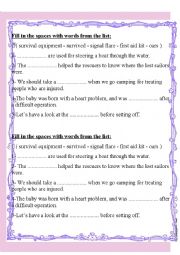 English Worksheet: survival