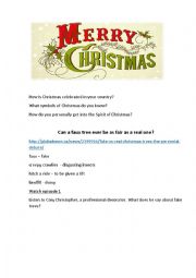 English Worksheet: Faux vs Real Christmas trees