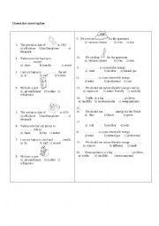 English Worksheet: a test on furniture and energy sources