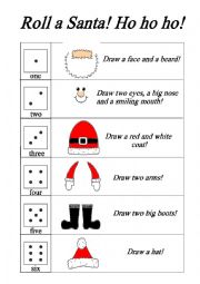English Worksheet: Roll a Santa