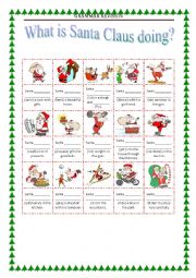 English Worksheet: GRAMMAR REVISION - present continuous - SANTA CLAUS